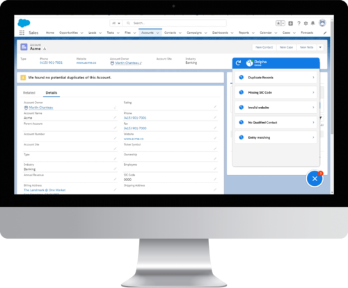 Delpha delivers actionable insights via convenient UI inside Salesforce