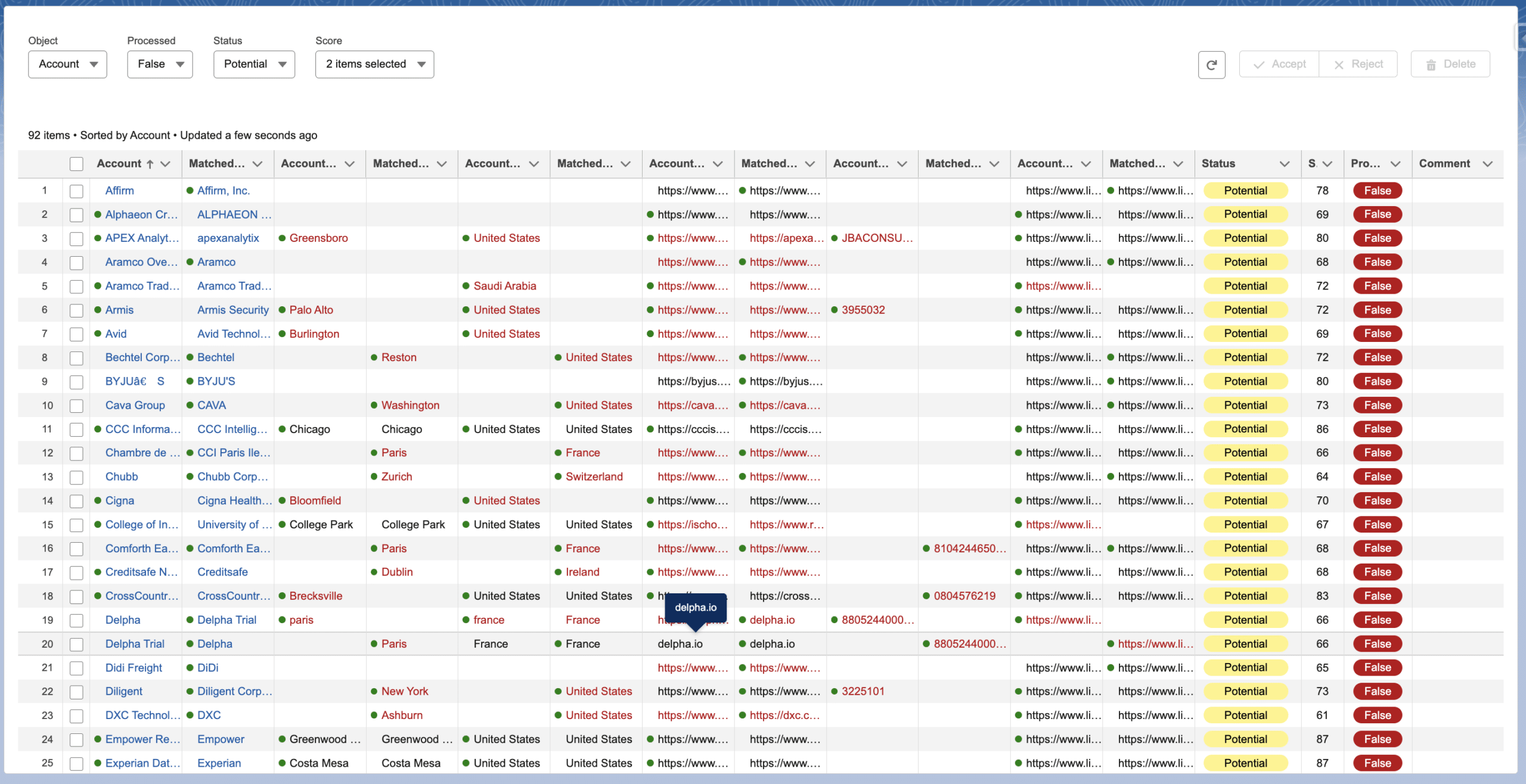 Image of the Delpha Steward View for Duplicates