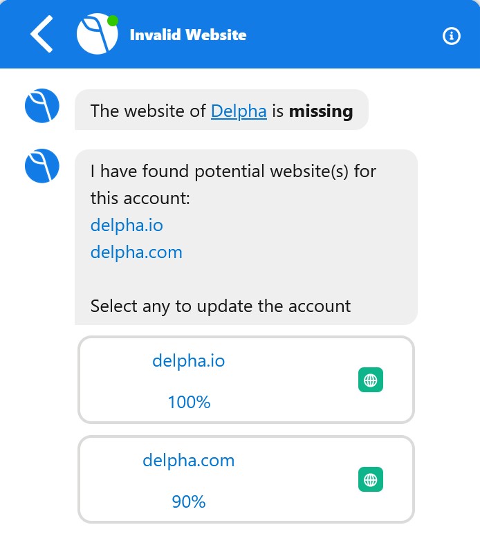 Delpha can detect missing websites and generate websites for Salesforce users