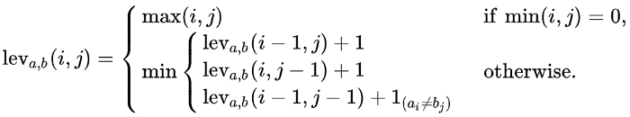 Levenshtein distance formula